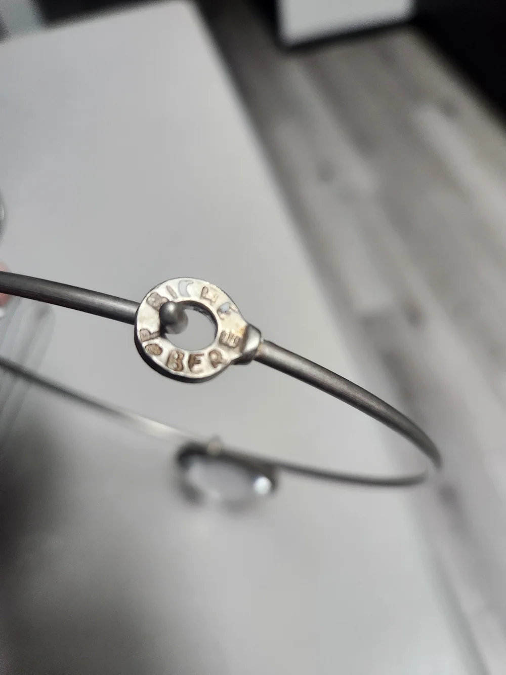BICHE DE BERE Silver-Tone Round Glass Pendant Bangle Necklace - Silver